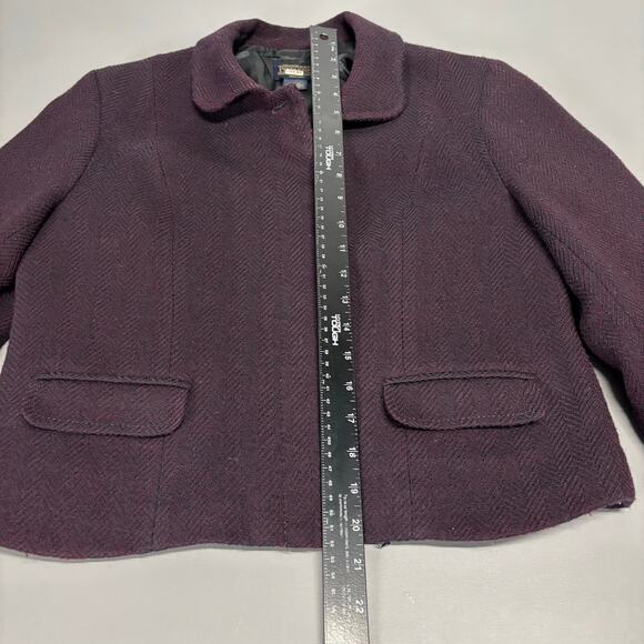 Pendleton Wool Blend Jacket Petite 14 Maroon Plum Herringbone Blazer Lined - Picture 4 of 9